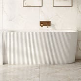 Nueva Bathware Salem Matte White Oval Acrylic Corner Bath &amp; Wall Mixer Set