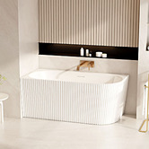 Nueva Bathware Salem Matte White Oval Acrylic Corner Bath &amp; Wall Mixer Set