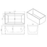 Nueva Bathware Albany Gloss White Rectangular Acrylic Freestanding Bath with Overflow