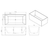 Nueva Bathware Albany Gloss White Rectangular Acrylic Freestanding Bath with Overflow