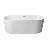 Nueva Bathware Vermont Gloss White Oval Acrylic Freestanding Bath with Overflow