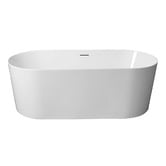 Nueva Bathware Vermont Gloss White Oval Acrylic Freestanding Bath with Overflow