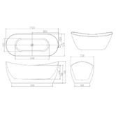 Nueva Bathware Nevada Gloss White Slipper Acrylic Freestanding Bath with Overflow
