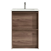 Nueva Bathware Malie 600mm Notaio Walnut Freestanding Single Vanity with Ceramic Countertop