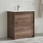 Nueva Bathware Malie 750mm Notaio Walnut Freestanding Single Vanity with Ceramic Countertop
