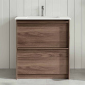 Nueva Bathware Malie 750mm Notaio Walnut Freestanding Single Vanity with Ceramic Countertop