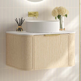 Nueva Bathware Ulualoha 750mm Natural Oak Wall Hung Single Vanity with Stone Countertop