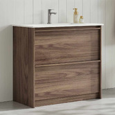 Nueva Bathware Malie 900mm Notaio Walnut Freestanding Single Vanity with Ceramic Countertop