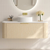 Nueva Bathware Ulualoha 1200mm Natural Oak Wall Hung Single Vanity with Stone Countertop