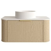 Nueva Bathware Ulualoha 900mm Natural Oak Wall Hung Single Vanity with Stone Countertop
