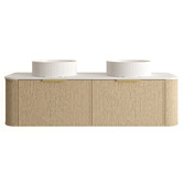 Nueva Bathware Ulualoha 1500mm Natural Oak Wall Hung Double Vanity with Stone Countertop