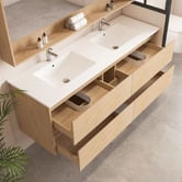 Nueva Bathware Laulea 1500mm Wall Hung Double Vanity with Ceramic Countertop