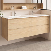 Nueva Bathware Laulea 1500mm Wall Hung Double Vanity with Ceramic Countertop