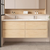 Nueva Bathware Laulea 1500mm Wall Hung Double Vanity with Ceramic Countertop