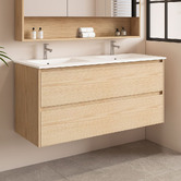 Nueva Bathware Laulea 1200mm Wall Hung Double Vanity with Ceramic Countertop