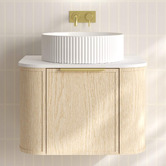 Nueva Bathware Ulualoha 600mm Natural Oak Wall Hung Single Vanity with Stone Countertop