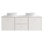 Nueva Bathware Wailani 1500mm Matte White Wall Hung Double Vanity with Stone Countertop