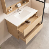 Nueva Bathware Laulea 900mm Wall Hung Single Vanity with Ceramic Countertop
