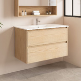 Nueva Bathware Laulea 900mm Wall Hung Single Vanity with Ceramic Countertop