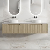 Nueva Bathware Lilinoe 1800mm Natural Oak Wall Hung Double Vanity with Stone Countertop