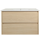 Nueva Bathware Laulea 900mm Wall Hung Single Vanity with Ceramic Countertop