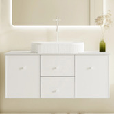 Nueva Bathware Palila 1200mm Matte White Wall Hung Single Vanity with Stone Countertop