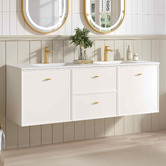 Nueva Bathware Nohoana 1500mm Matte White Wall Hung Double Vanity with Ceramic Countertop