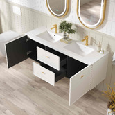 Nueva Bathware Nohoana 1500mm Matte White Wall Hung Double Vanity with Ceramic Countertop