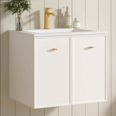 Nueva Bathware Nohoana 600mm Matte White Wall Hung Vanity &amp; Mirror Cabinet Package