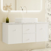 Nueva Bathware Palila 1200mm Matte White Wall Hung Single Vanity with Stone Countertop