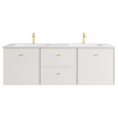 Nueva Bathware Nohoana 1500mm Matte White Wall Hung Double Vanity with Ceramic Countertop