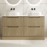 Nueva Bathware Lilinoe 1500mm Natural Oak Freestanding Double Vanity with Stone Countertop