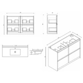 Nueva Bathware Malie 1200mm Notaio Walnut Freestanding Single Vanity with Ceramic Countertop