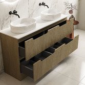 Nueva Bathware Lilinoe 1500mm Natural Oak Freestanding Double Vanity with Stone Countertop