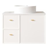 Nueva Bathware Wailani 750mm Matte White Wall Hung Single Vanity with Stone Countertop
