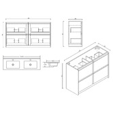 Nueva Bathware Malie 1500mm Notaio Walnut Freestanding Double Vanity with Ceramic Countertop