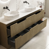 Nueva Bathware Lilinoe 1800mm Natural Oak Freestanding Double Vanity with Stone Countertop