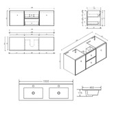 Nueva Bathware Nohoana 1500mm Matte White Wall Hung Double Vanity with Ceramic Countertop