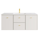 Nueva Bathware Nohoana 1200mm Matte White Wall Hung Single Vanity with Ceramic Countertop