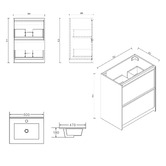 Nueva Bathware Malie 600mm Notaio Walnut Freestanding Single Vanity with Ceramic Countertop