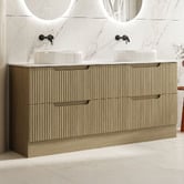 Nueva Bathware Lilinoe 1800mm Natural Oak Freestanding Double Vanity with Stone Countertop