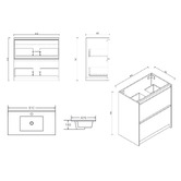 Nueva Bathware Malie 900mm Notaio Walnut Freestanding Single Vanity with Ceramic Countertop