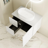 Nueva Bathware Palila 750mm Matte White Wall Hung Single Vanity with Stone Countertop