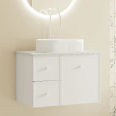 Nueva Bathware Palila 750mm Matte White Wall Hung Single Vanity with Stone Countertop