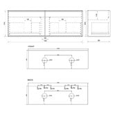 Nueva Bathware Olomana 1500mm Walnut Woodmatt Wall Hung Double Vanity with Stone Countertop