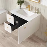 Nueva Bathware Nohoana 750mm Matte White Wall Hung Vanity &amp; Mirror Cabinet Package