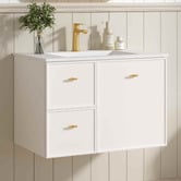 Nueva Bathware Nohoana 750mm Matte White Wall Hung Vanity &amp; Mirror Cabinet Package