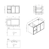 Nueva Bathware Palila 900mm Matte White Wall Hung Single Vanity with Stone Countertop