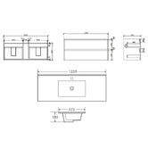 Nueva Bathware Laulea 1200mm Wall Hung Single Vanity with Ceramic Countertop