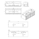 Nueva Bathware Lilinoe 1800mm Natural Oak Wall Hung Double Vanity with Stone Countertop